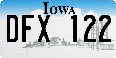 IA license plate DFX122
