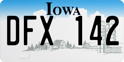 IA license plate DFX142