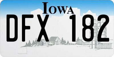 IA license plate DFX182
