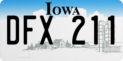 IA license plate DFX211