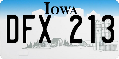 IA license plate DFX213