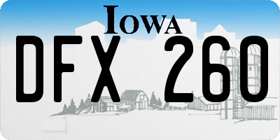 IA license plate DFX260