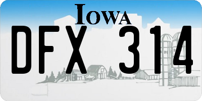 IA license plate DFX314