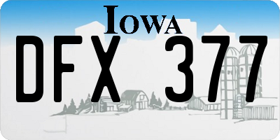 IA license plate DFX377