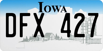 IA license plate DFX427
