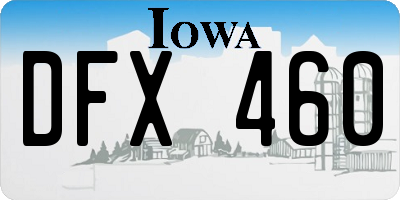 IA license plate DFX460