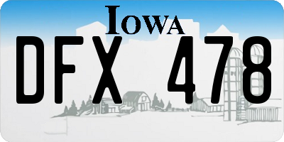 IA license plate DFX478