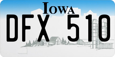IA license plate DFX510