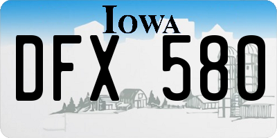 IA license plate DFX580