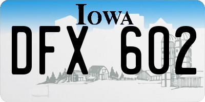 IA license plate DFX602