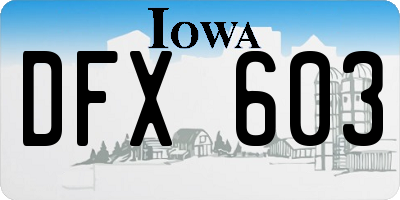 IA license plate DFX603