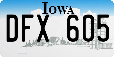 IA license plate DFX605