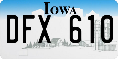 IA license plate DFX610