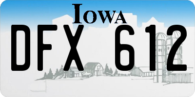 IA license plate DFX612