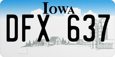 IA license plate DFX637