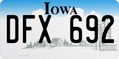 IA license plate DFX692