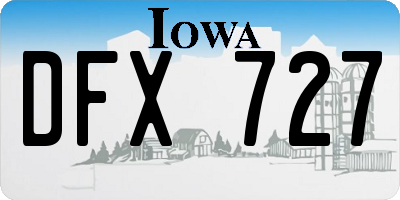 IA license plate DFX727