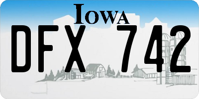 IA license plate DFX742