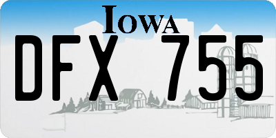 IA license plate DFX755