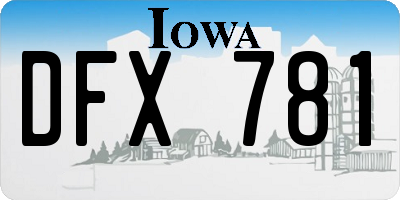 IA license plate DFX781