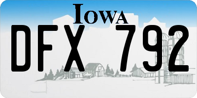 IA license plate DFX792