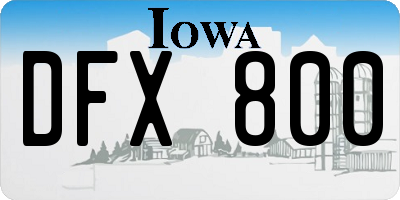 IA license plate DFX800