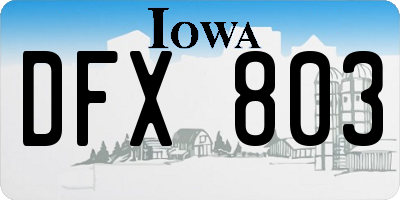 IA license plate DFX803