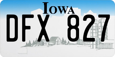 IA license plate DFX827