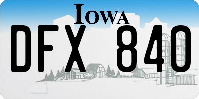 IA license plate DFX840