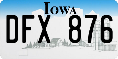IA license plate DFX876