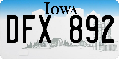 IA license plate DFX892