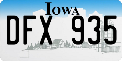 IA license plate DFX935