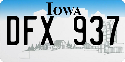 IA license plate DFX937