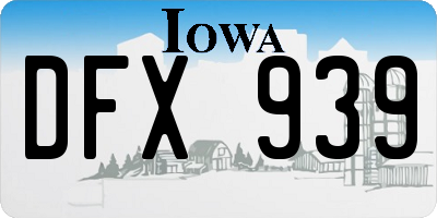 IA license plate DFX939