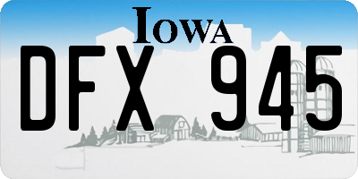 IA license plate DFX945