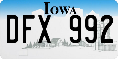 IA license plate DFX992