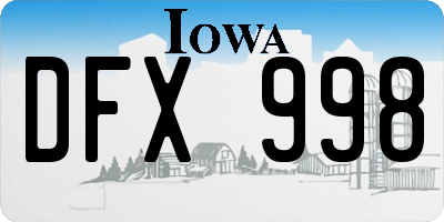 IA license plate DFX998