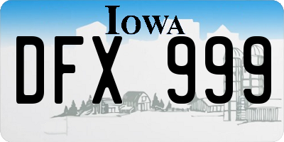 IA license plate DFX999
