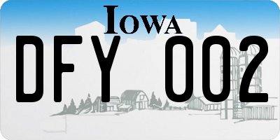 IA license plate DFY002