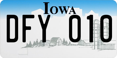 IA license plate DFY010