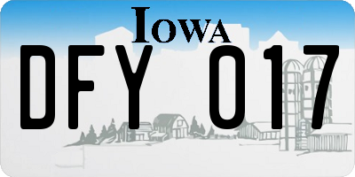 IA license plate DFY017