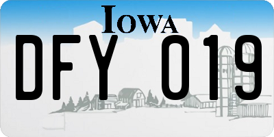 IA license plate DFY019