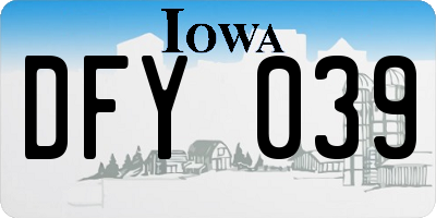IA license plate DFY039