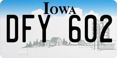 IA license plate DFY602