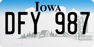 IA license plate DFY987
