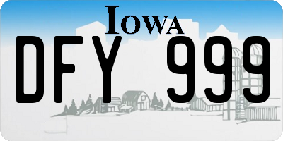 IA license plate DFY999