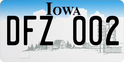 IA license plate DFZ002