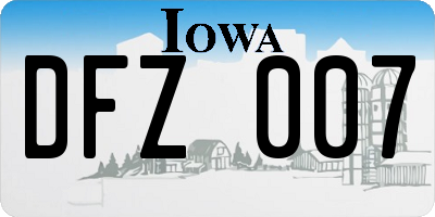 IA license plate DFZ007
