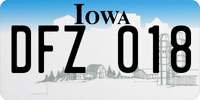 IA license plate DFZ018