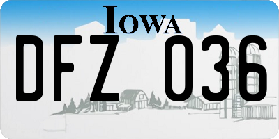 IA license plate DFZ036
